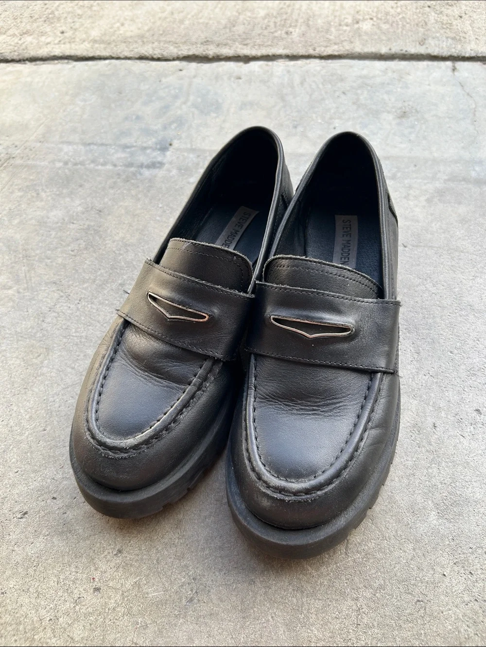 Steve Madden Black Penny Loafers